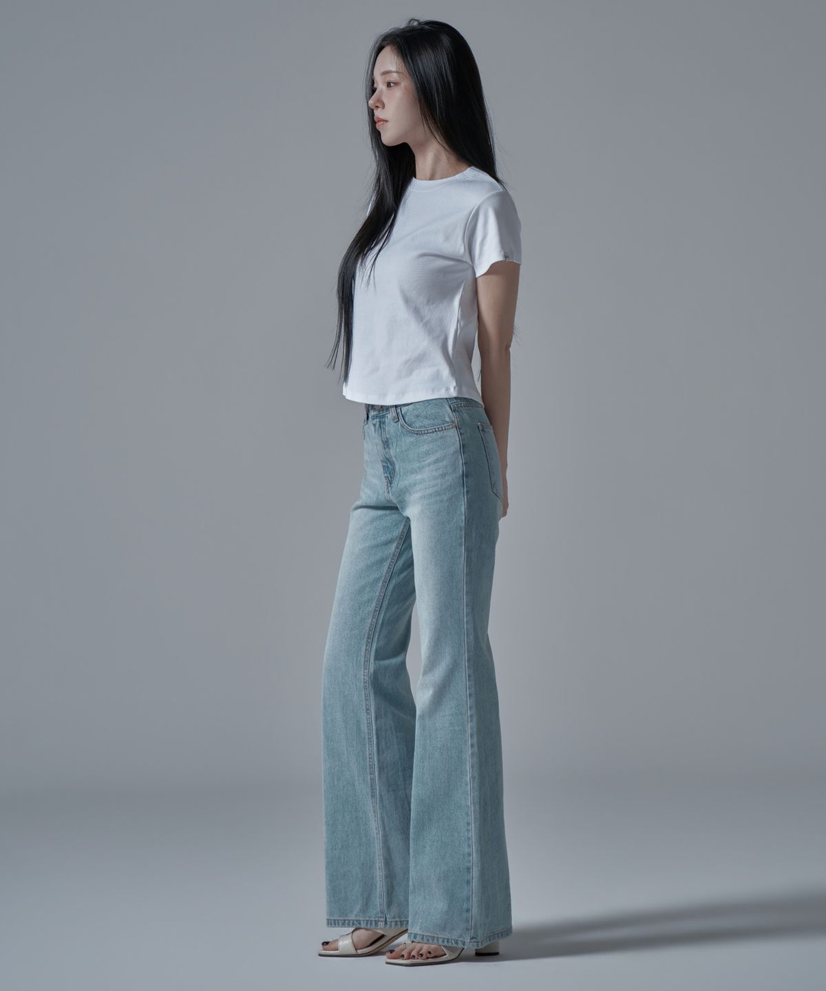와르 포 우먼(WAARFORWOMAN) WT-60 슬림 라인 반팔 티셔츠_아이보리 [S,M]
