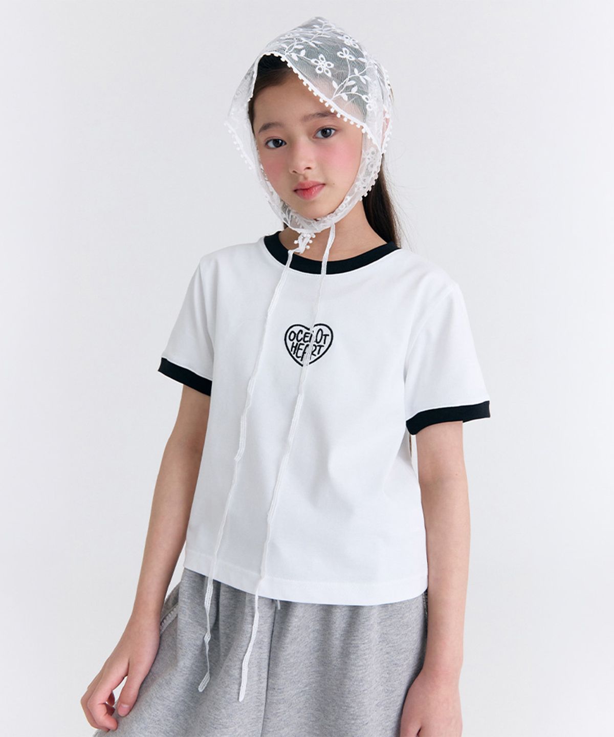 오실롯 주니어(OCELOT JUNIOR) G5 하트로고 크롭티 (화이트)