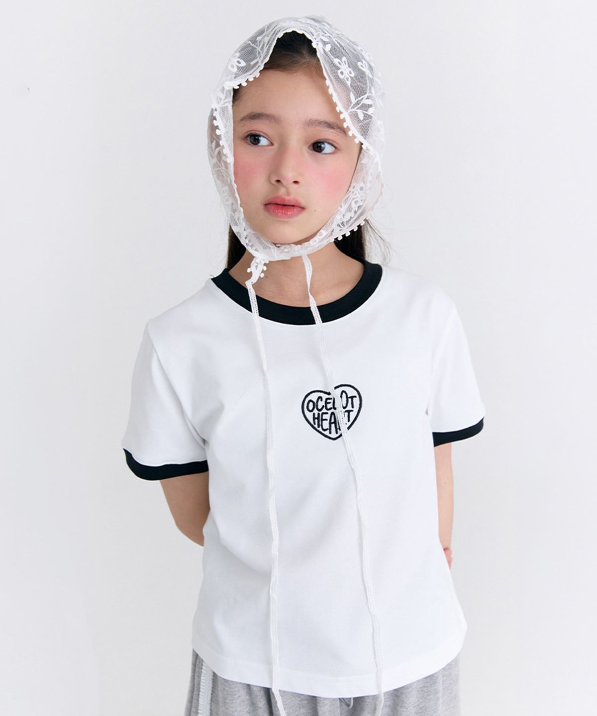 오실롯 주니어(OCELOT JUNIOR) G5 하트로고 크롭티 (화이트)