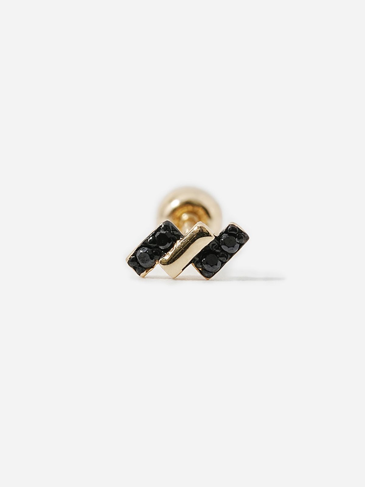 미니멀피어싱(MINIMALPIERCING) 14K 블랙 미니 바게트 큐빅 피어싱 귀걸이
