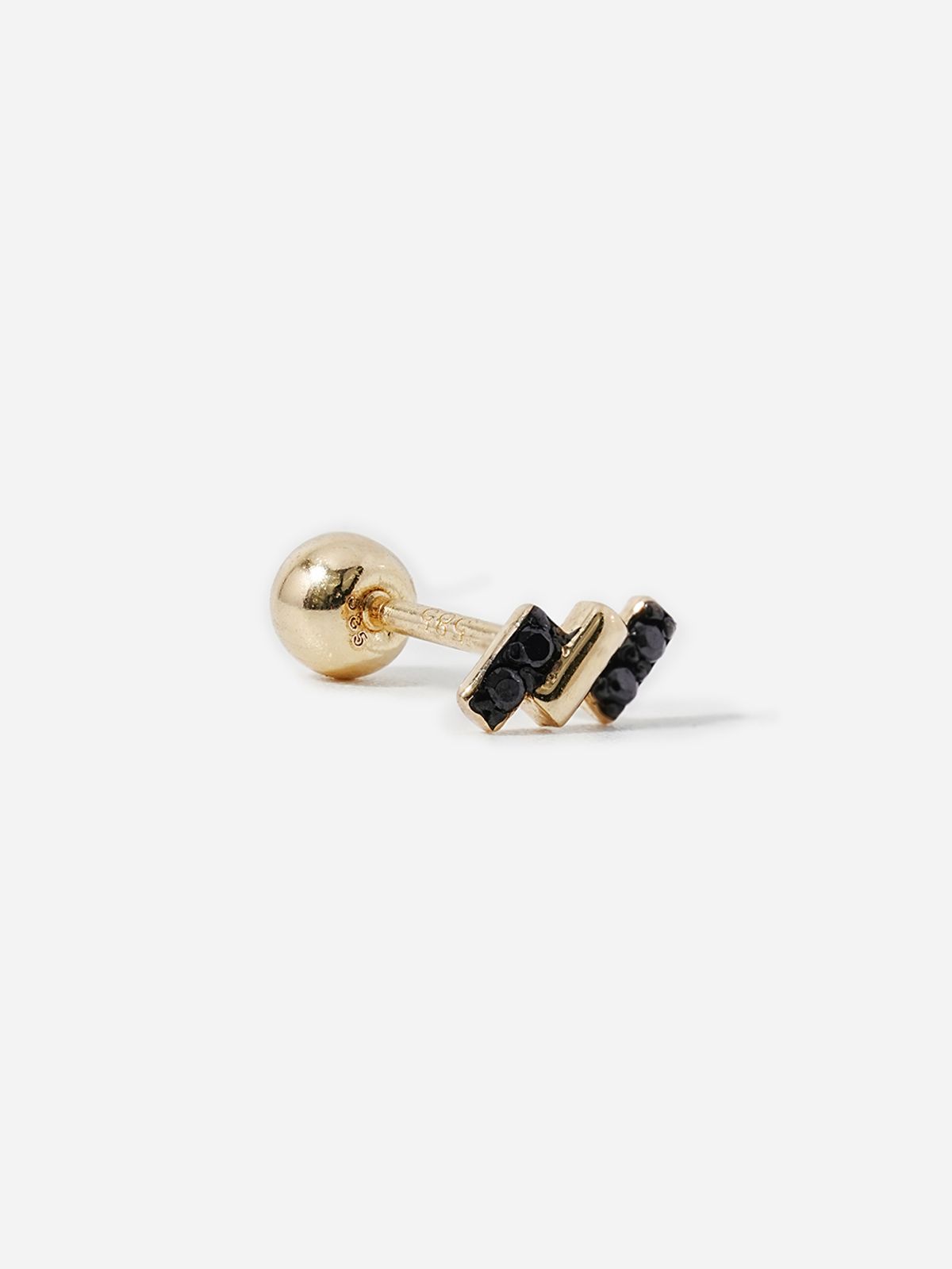미니멀피어싱(MINIMALPIERCING) 14K 블랙 미니 바게트 큐빅 피어싱 귀걸이