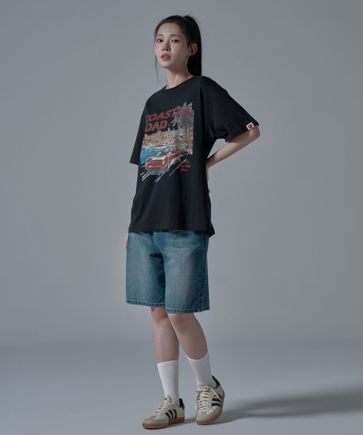 와르 포 우먼(WAARFORWOMAN) WT-67 코스탈 오버핏 반팔 티셔츠_블랙