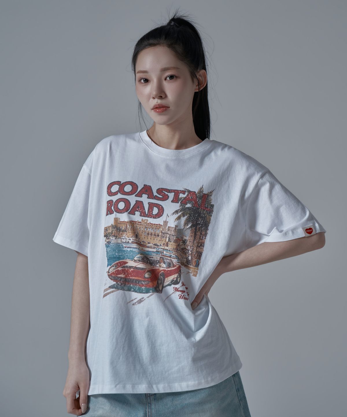 와르 포 우먼(WAARFORWOMAN) WT-67 코스탈 오버핏 반팔 티셔츠_화이트
