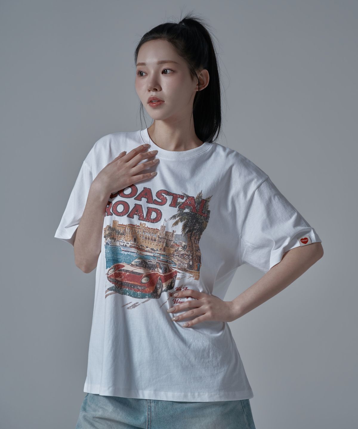 와르 포 우먼(WAARFORWOMAN) WT-67 코스탈 오버핏 반팔 티셔츠_화이트