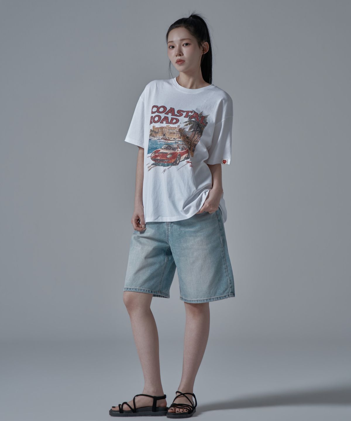 와르 포 우먼(WAARFORWOMAN) WT-67 코스탈 오버핏 반팔 티셔츠_화이트