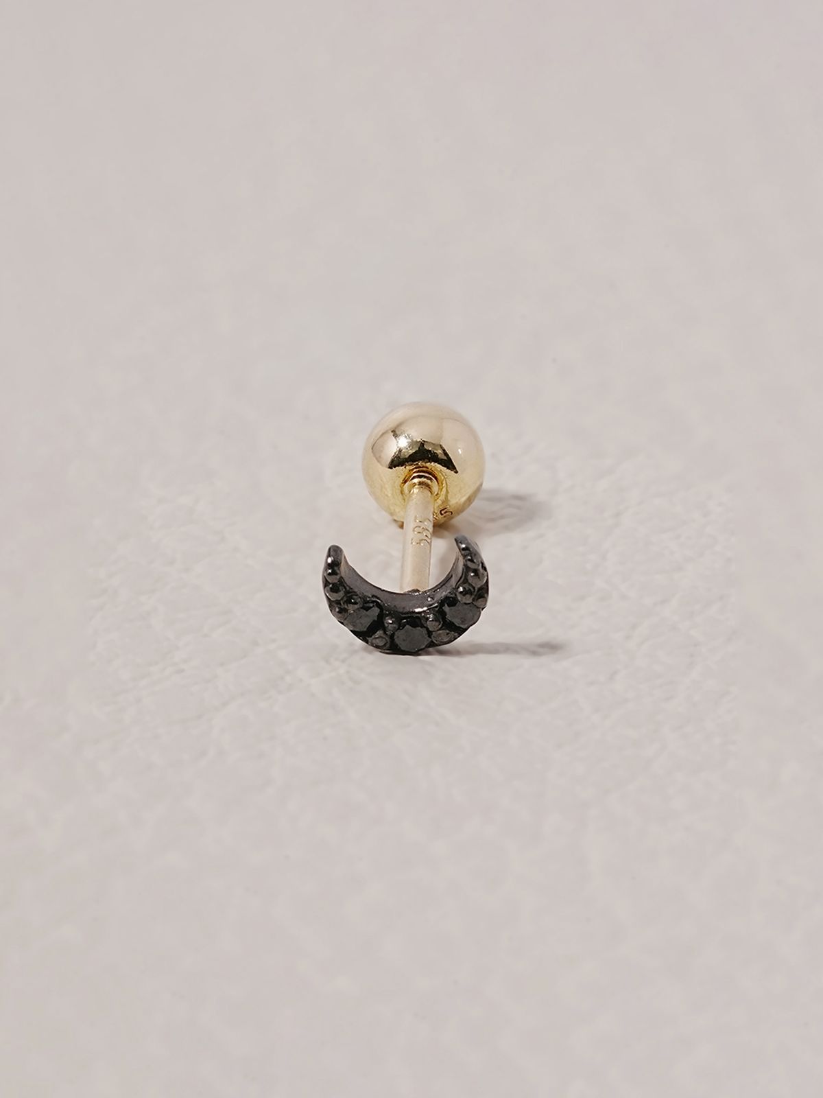 미니멀피어싱(MINIMALPIERCING) 14K 블랙 미니미 큐빅 달 피어싱 귀걸이