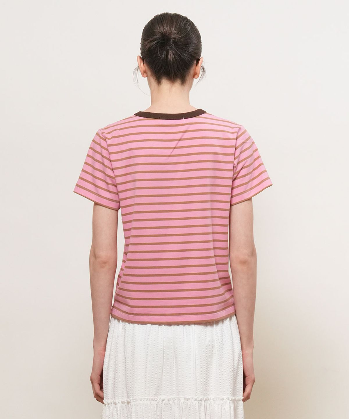 제너럴아이디어(GENERALIDEA) 배색 스트라이프 반팔 티셔츠 [PINK] / GF2LTS522