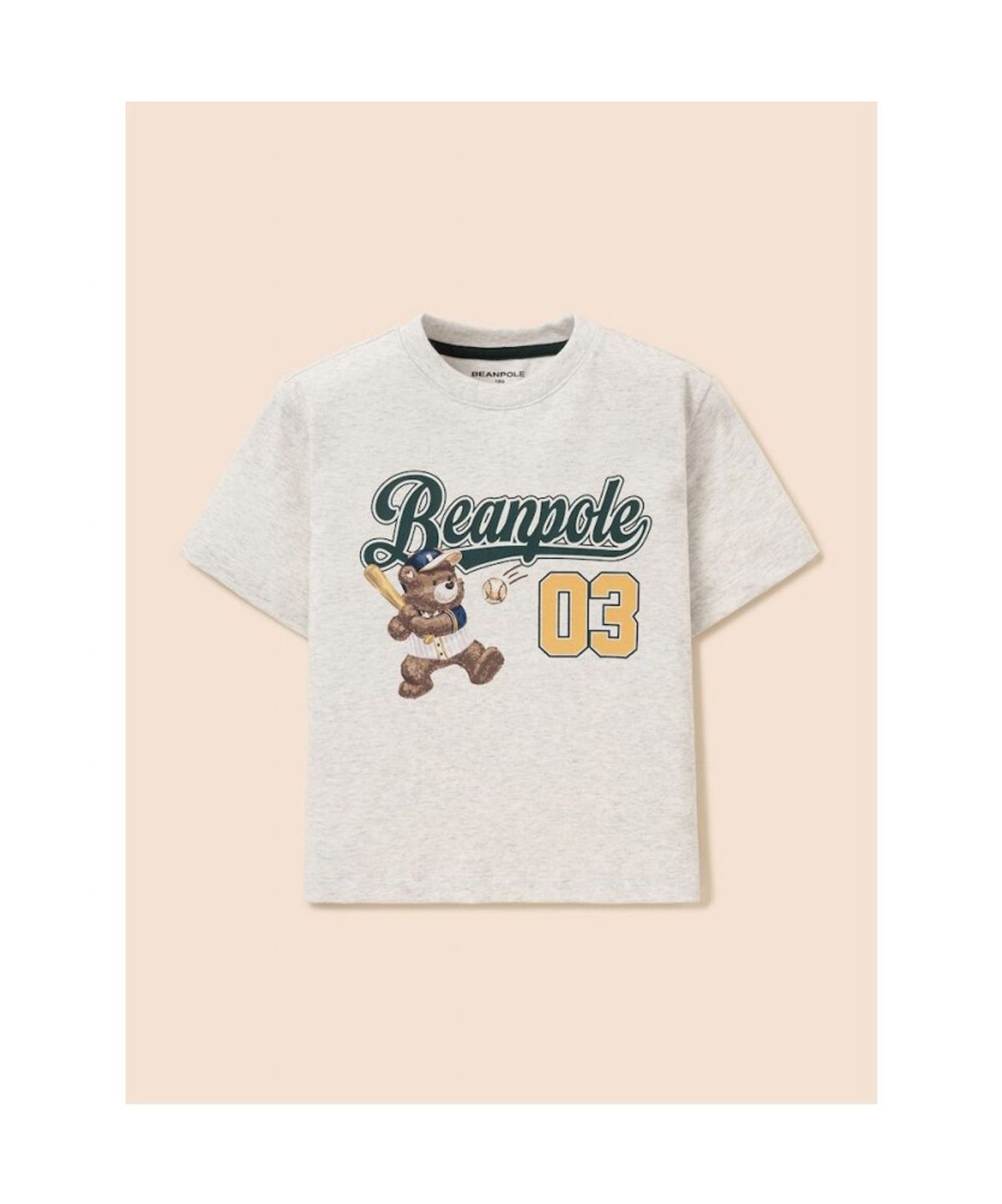 빈폴 키즈(BEANPOLE KIDS) 곰돌이 달이 레터링 로고 반소매 티셔츠  베이지 (BI6442U07A)