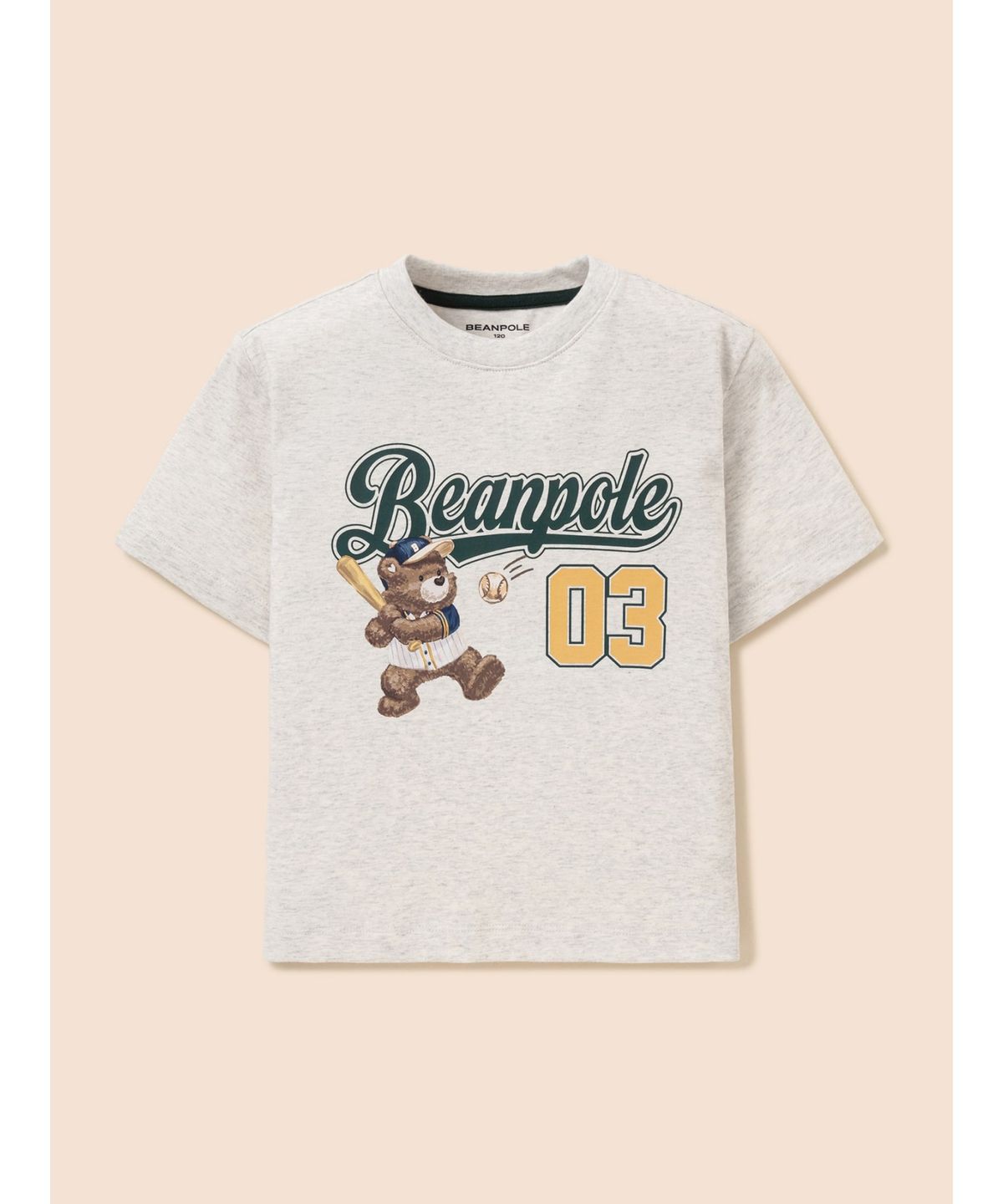 빈폴 키즈(BEANPOLE KIDS) 곰돌이 달이 레터링 로고 반소매 티셔츠  베이지 (BI6442U07A)