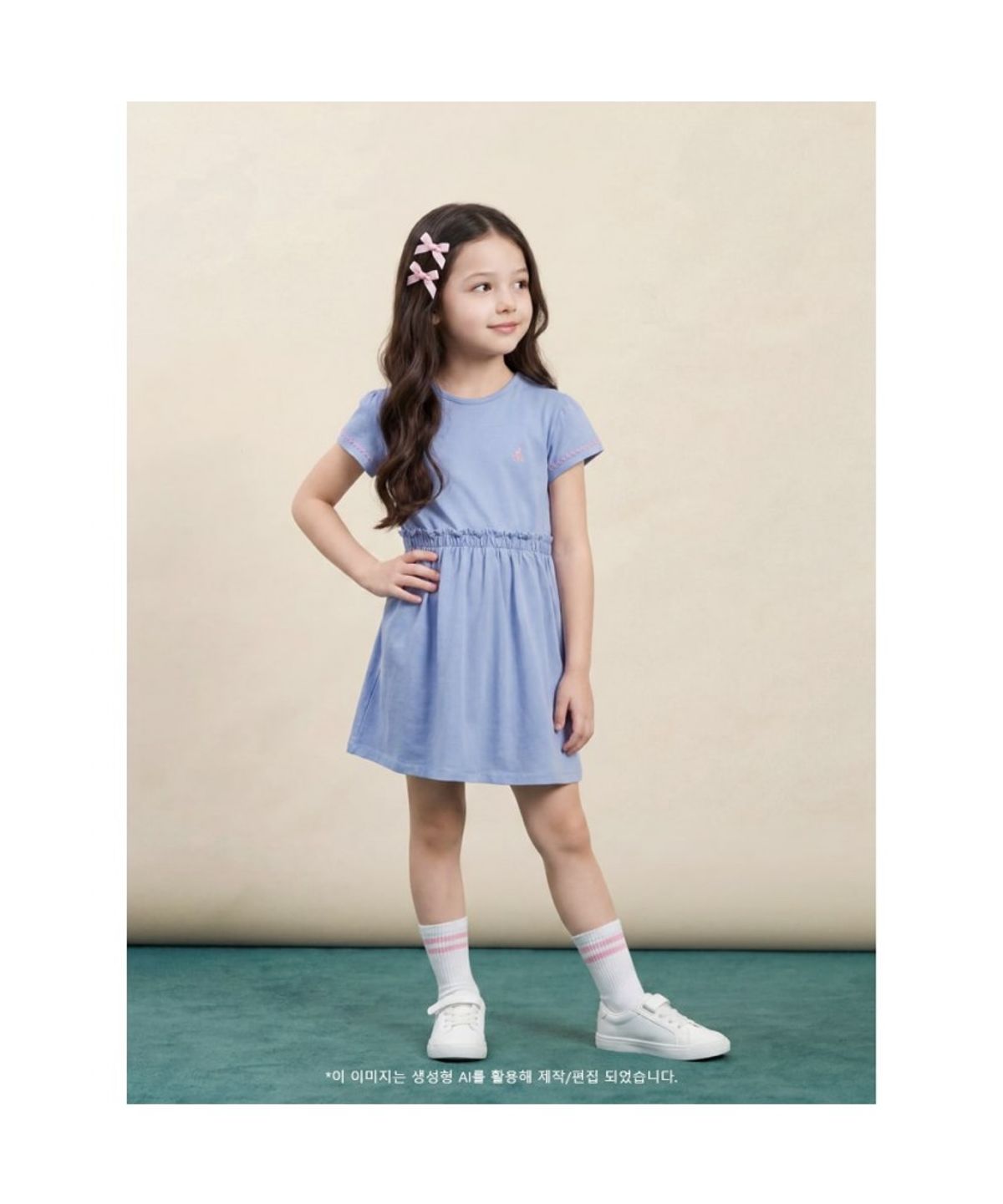 빈폴 키즈(BEANPOLE KIDS) 나야나 솔리드 저지 원피스  스카이 블루 (BI6471G08Q)