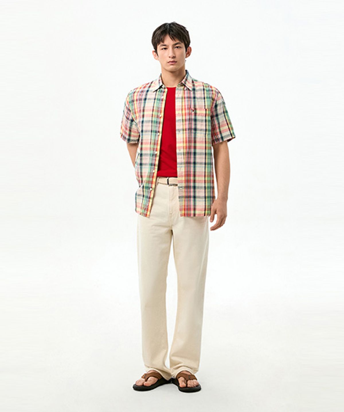 타미힐피거(TOMMY HILFIGER) [Regular fit] 린넨 블렌드 마드라스 셔츠 (T12G3WSH115MT10PA)