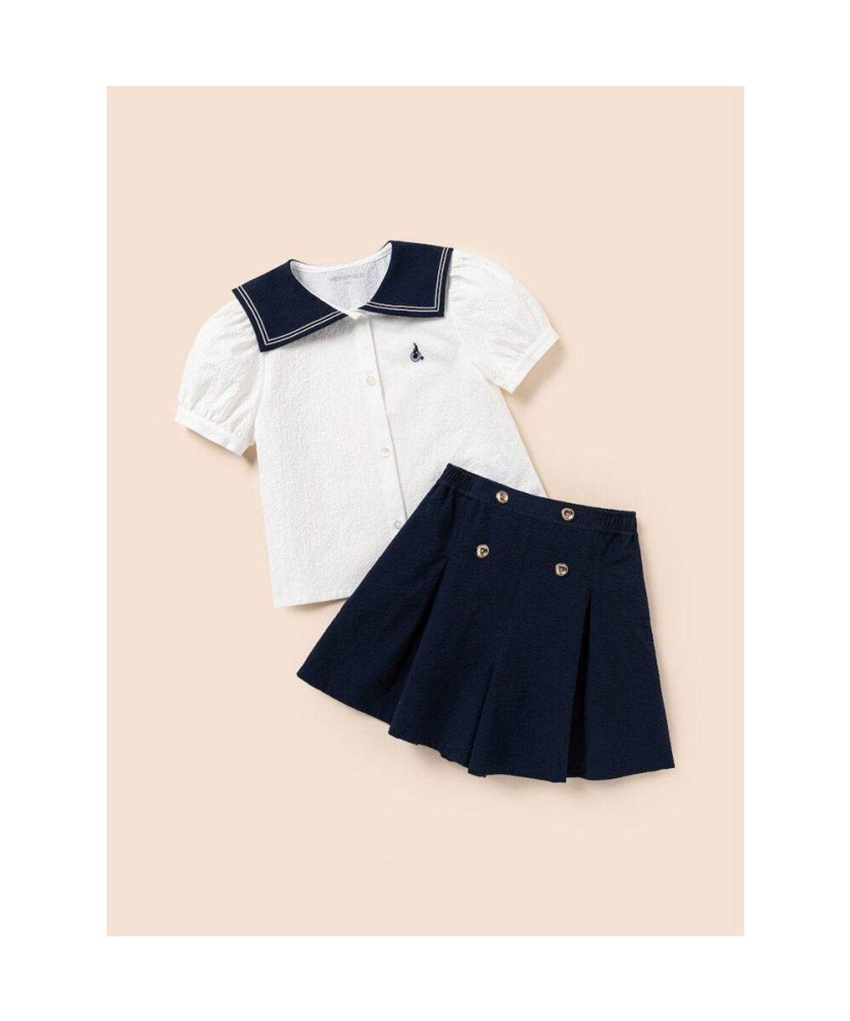 빈폴 키즈(BEANPOLE KIDS) 여아 클래식 마린 시어서커 상하 세트  화이트 (BI6465G021)