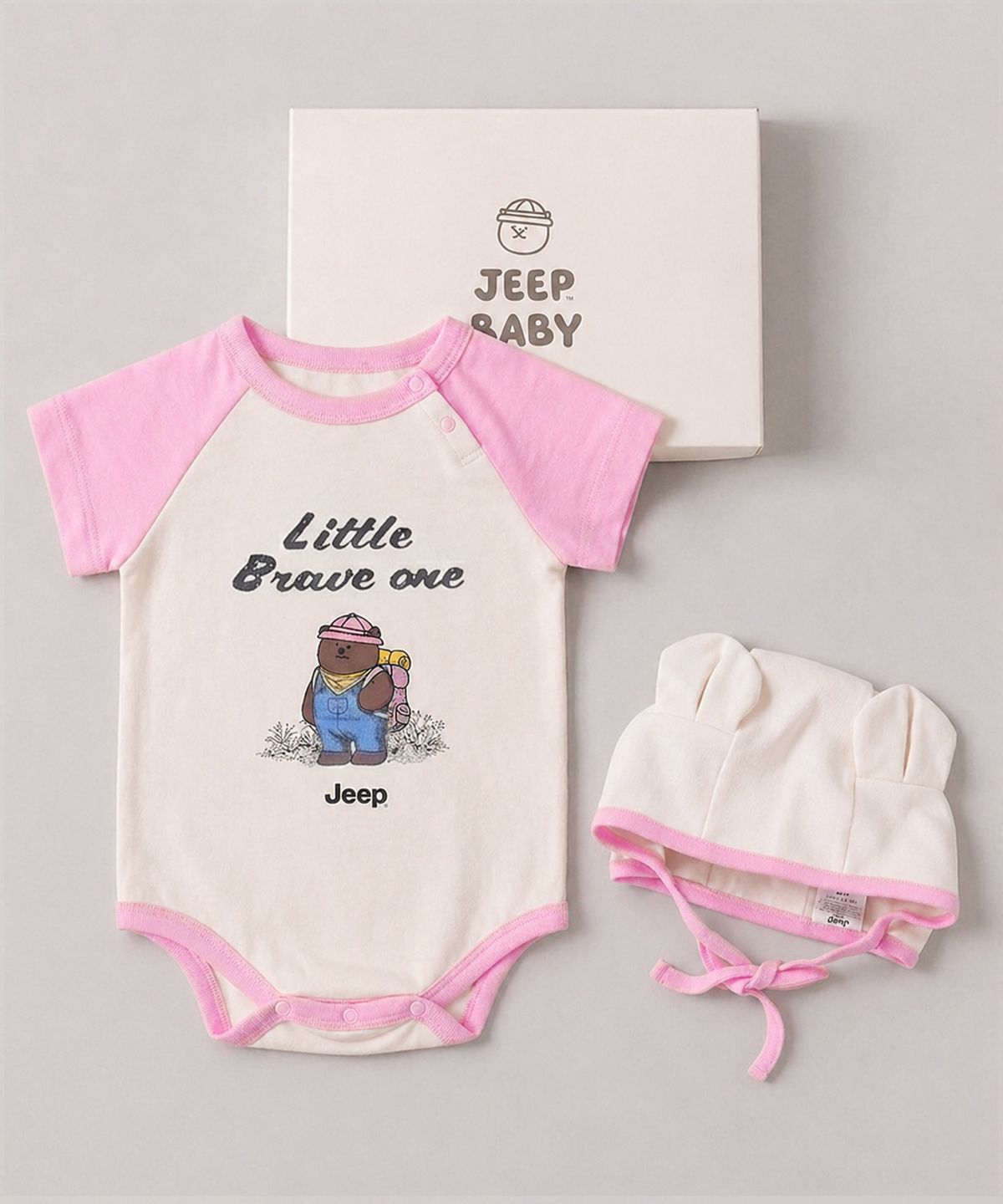 지프키즈(JEEPKIDS) 캠핑 베어 반팔 바디수트 셋트 (KR0TTU102PK)