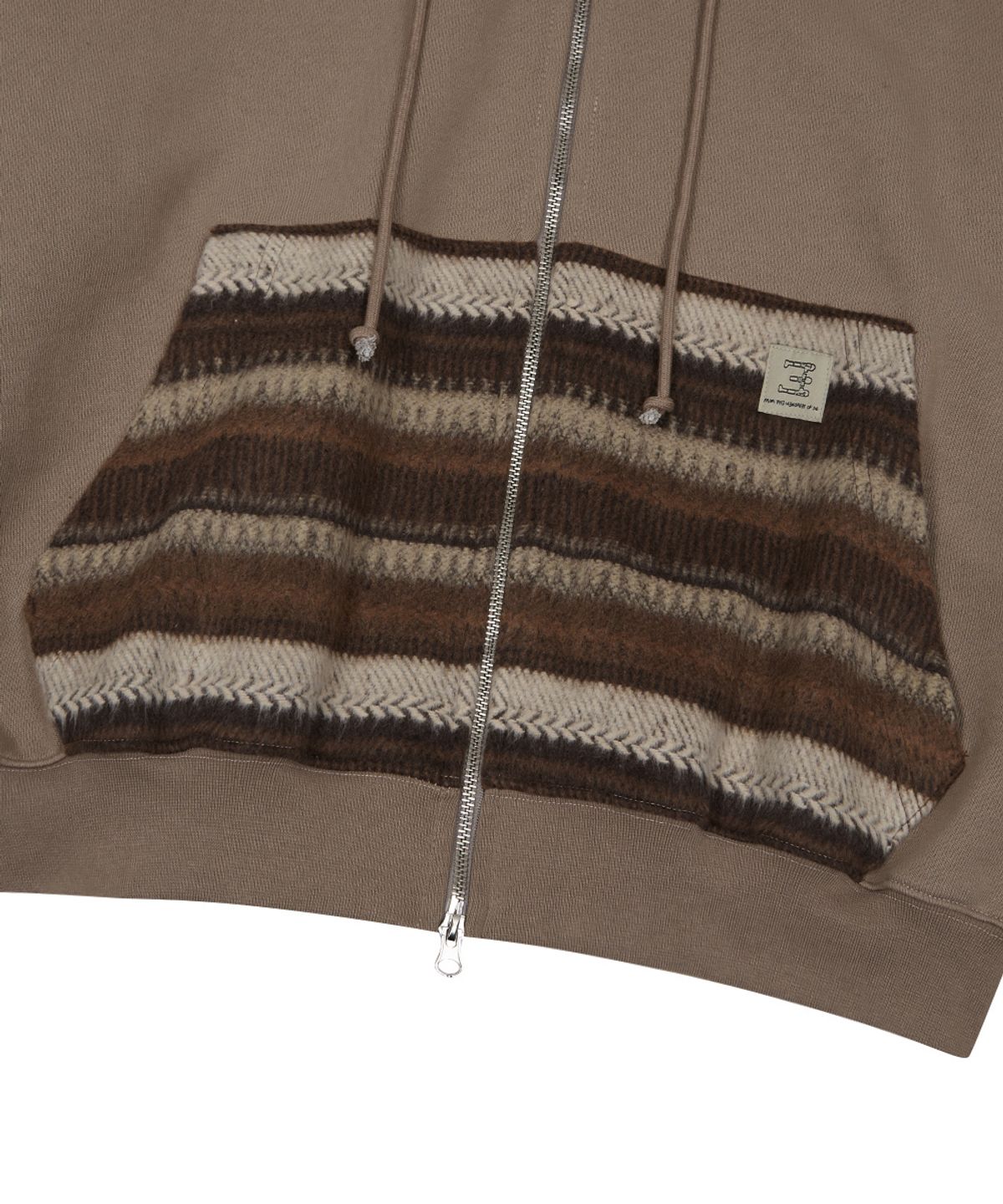 쓰리아이(3IE) MISMATCH ZIP UP HOODIE_BEIGE