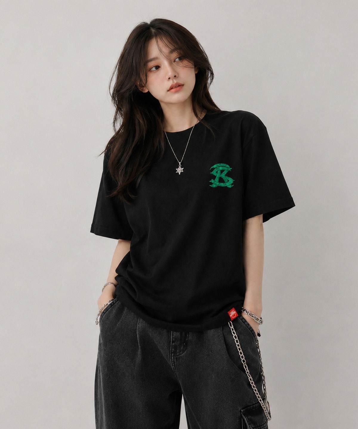 스테이지알(STAGE.R) SR 빈티지 나염 반팔 티셔츠 [블랙]