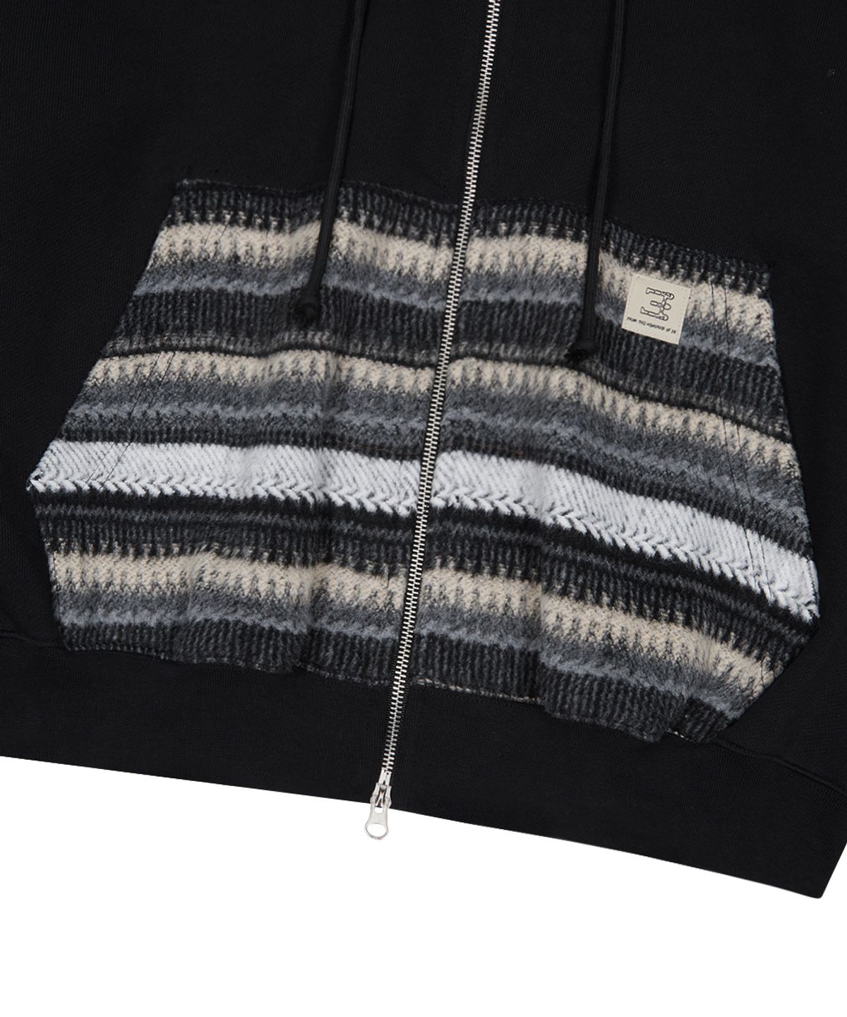 쓰리아이(3IE) MISMATCH ZIP UP HOODIE_BLACK