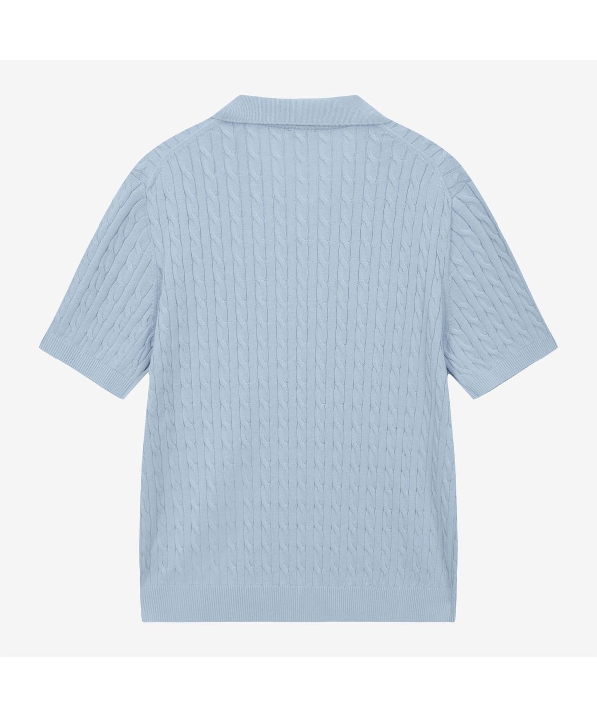 노스페이스(THE NORTH FACE) NT7AS00B 남성 케이블 반팔 폴로 스웨터 ICE BLUE