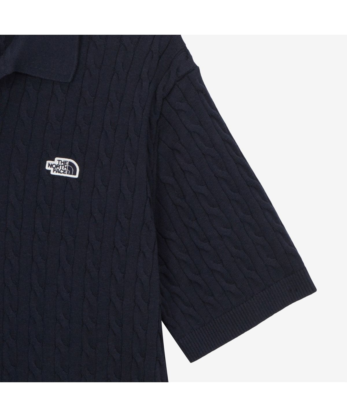 노스페이스(THE NORTH FACE) NT7AS00C 남성 케이블 반팔 폴로 스웨터 NAVY