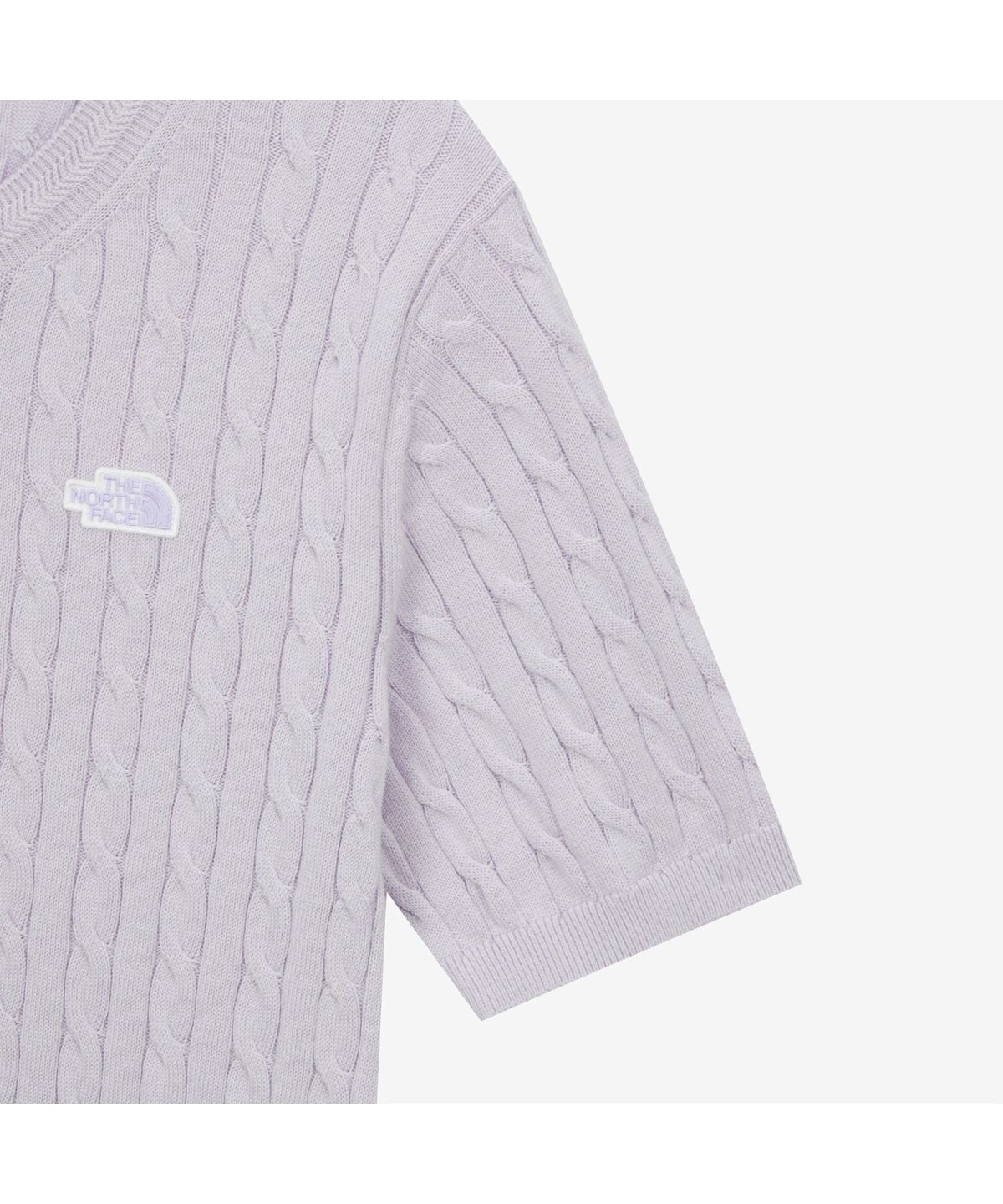 노스페이스(THE NORTH FACE) NT7AS31B 여성 케이블 반팔 스웨터 LILAC