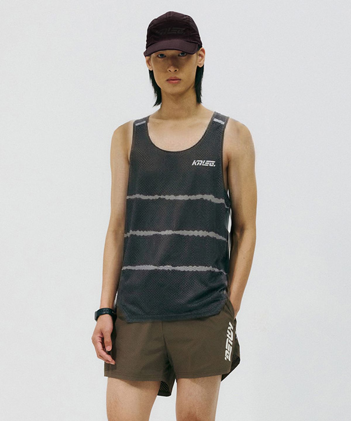 칼렉(KALEG) 워시드 에어블레이드 레이스 싱글렛 (다크그레이)