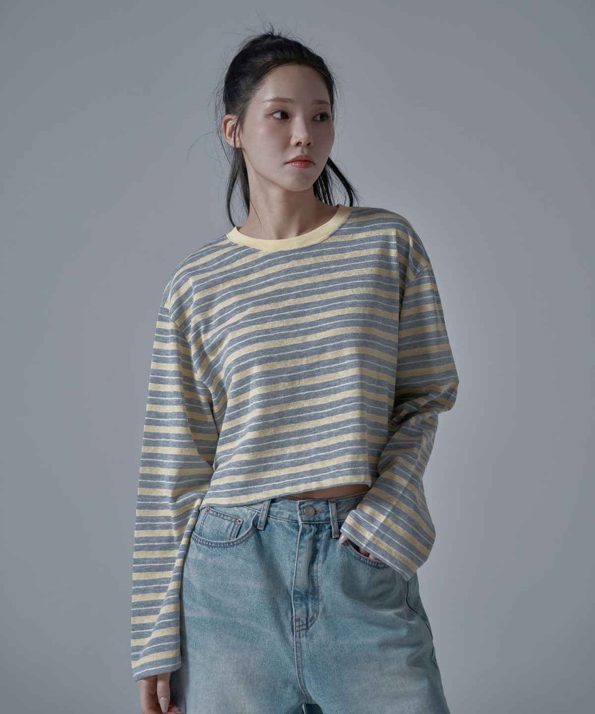 와르 포 우먼(WAARFORWOMAN) WT-75 에스 콤비 티셔츠_그레이