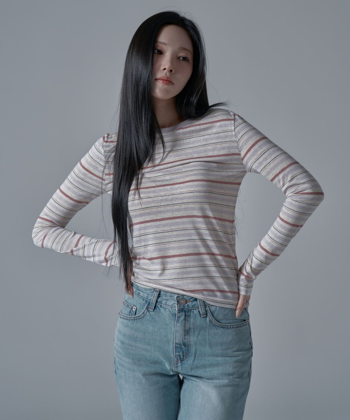 와르 포 우먼(WAARFORWOMAN) WT-76 스프링 베이직 티셔츠_퍼플