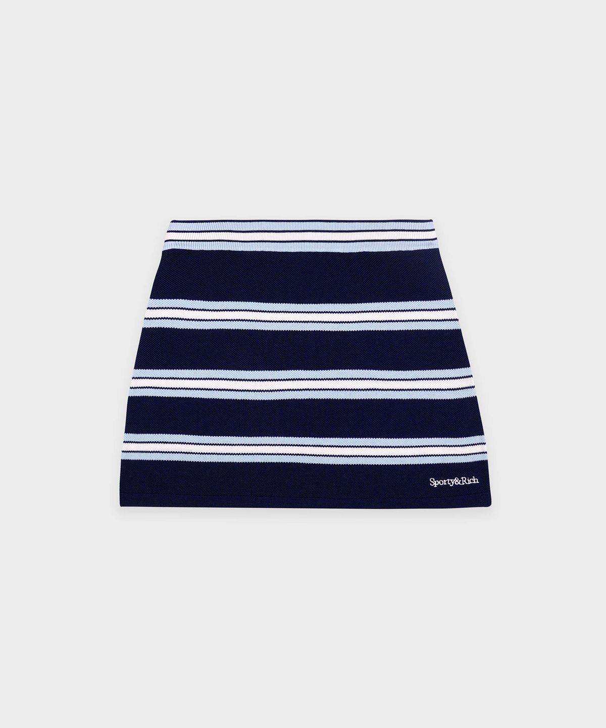 스포티앤리치(SPORTY&RICH) 세리프 로고 실크 피케 알라인 스커트 R255AWS003