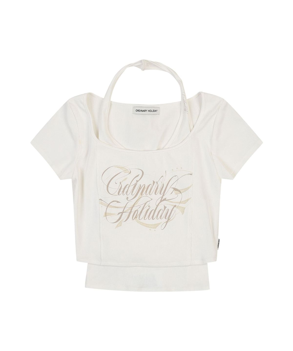 오디너리 홀리데이(ORDINARY HOLIDAY) HALTER LAYERED T-SHIRT SET [WHITE]
