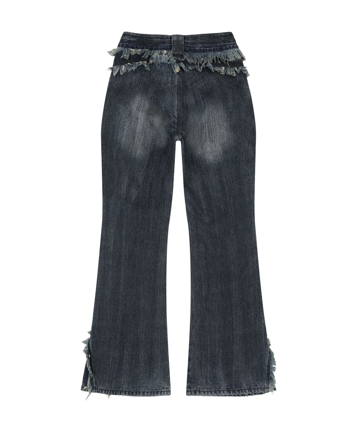 오디너리 홀리데이(ORDINARY HOLIDAY) FRINGE LOOSE BOOTS CUT PANTS [BLUE]