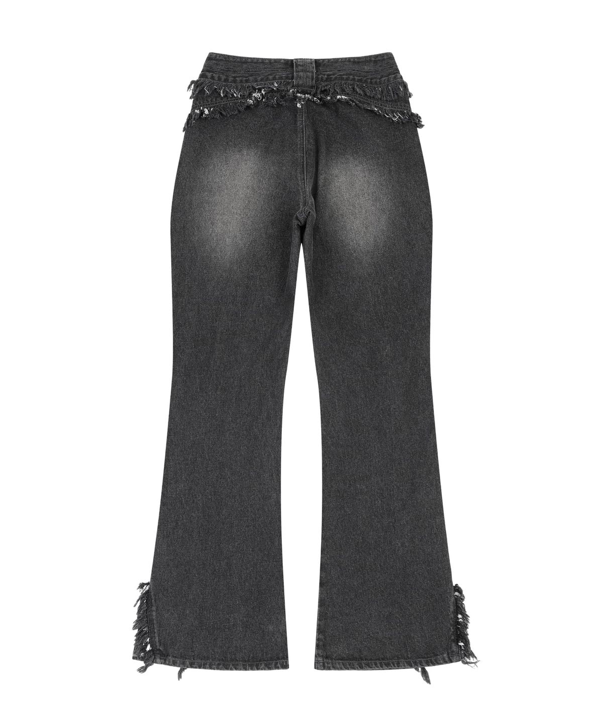 오디너리 홀리데이(ORDINARY HOLIDAY) FRINGE LOOSE BOOTS CUT PANTS [BLACK]