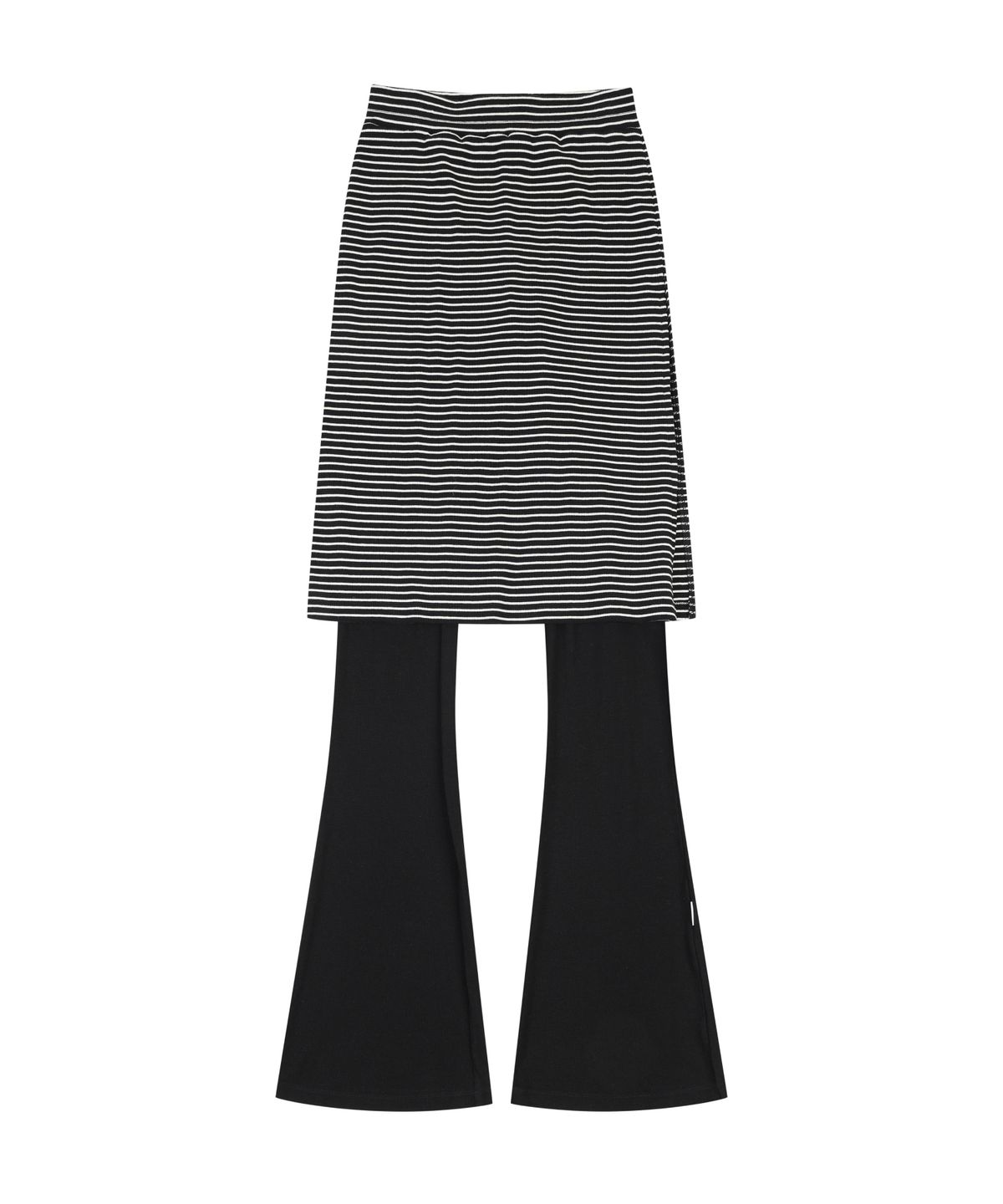 오디너리 홀리데이(ORDINARY HOLIDAY) SKIRT LAYERED JERSEY PANTS [BLACK]