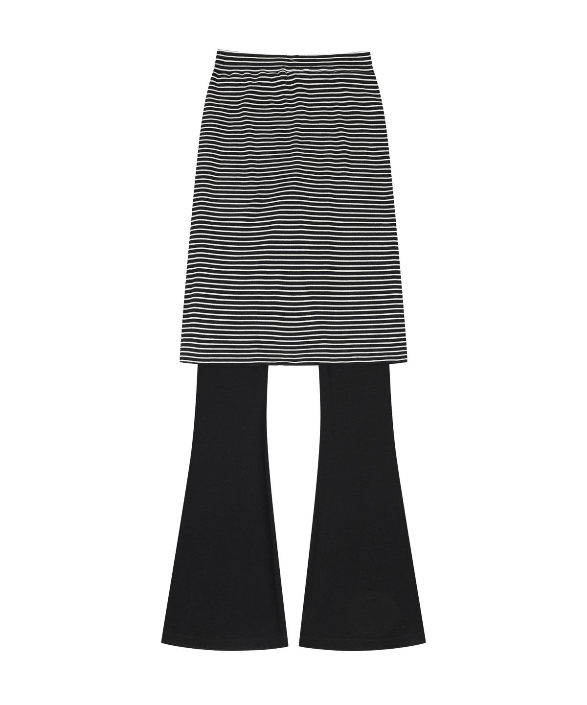 오디너리 홀리데이(ORDINARY HOLIDAY) SKIRT LAYERED JERSEY PANTS [BLACK]