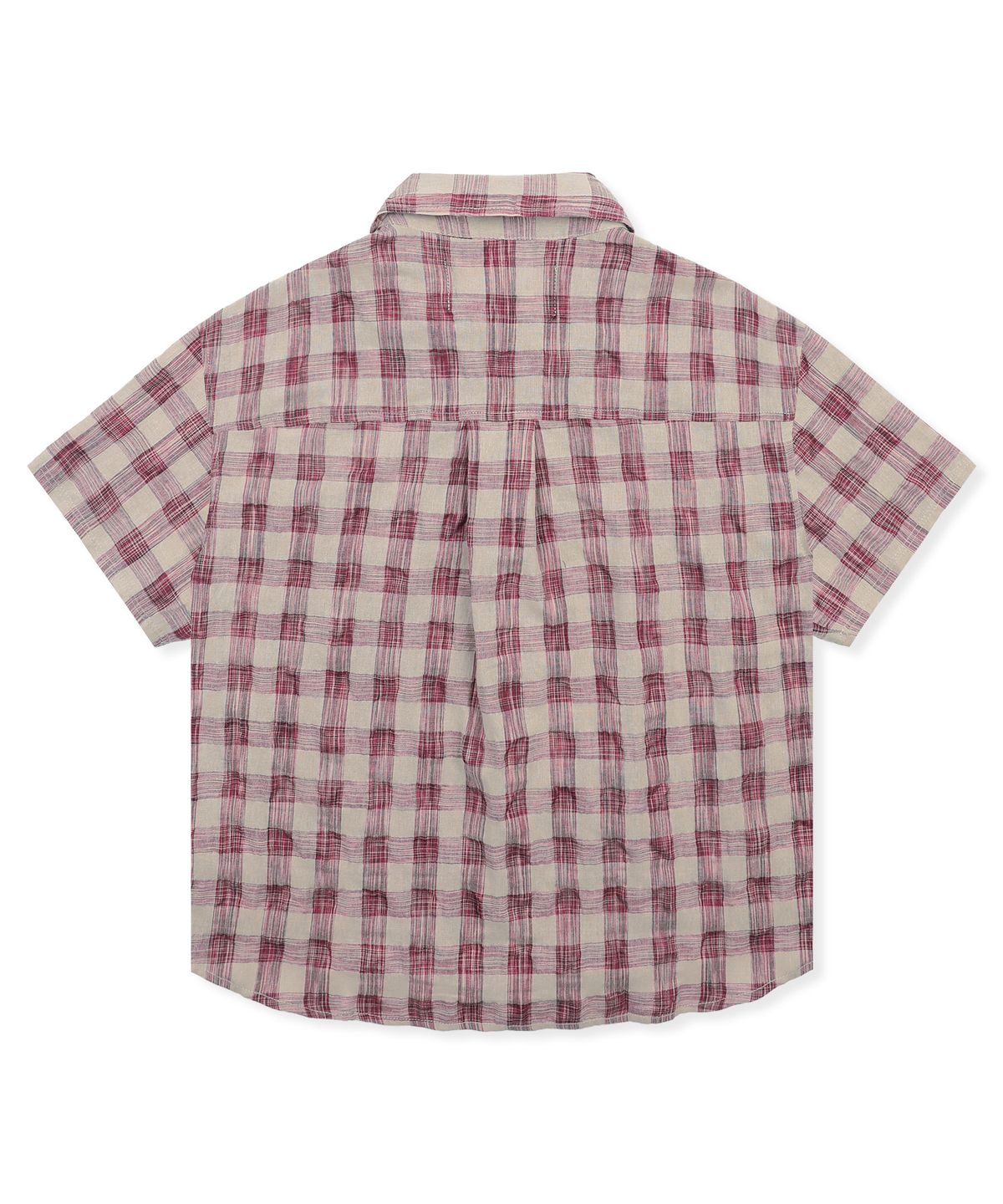 글랙(GLACK) GS018 타탄체크 시어서커 크롭 하프 셔츠 (RED)