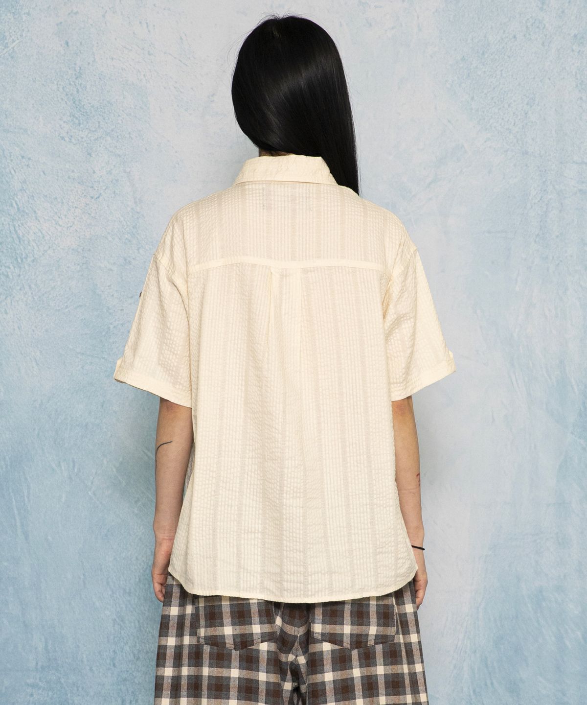 글랙(GLACK) GS019 포켓포인트 시어서커 쿠반 셔츠 (IVORY)