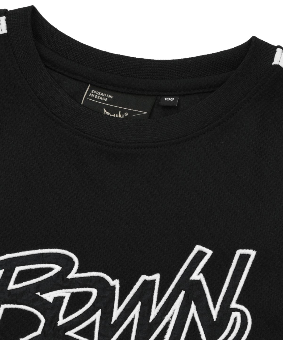 브라운브레스 키즈(BROWNBREATH KIDS) KIDS GIRL MESH MIX CROP TEE - BLACK