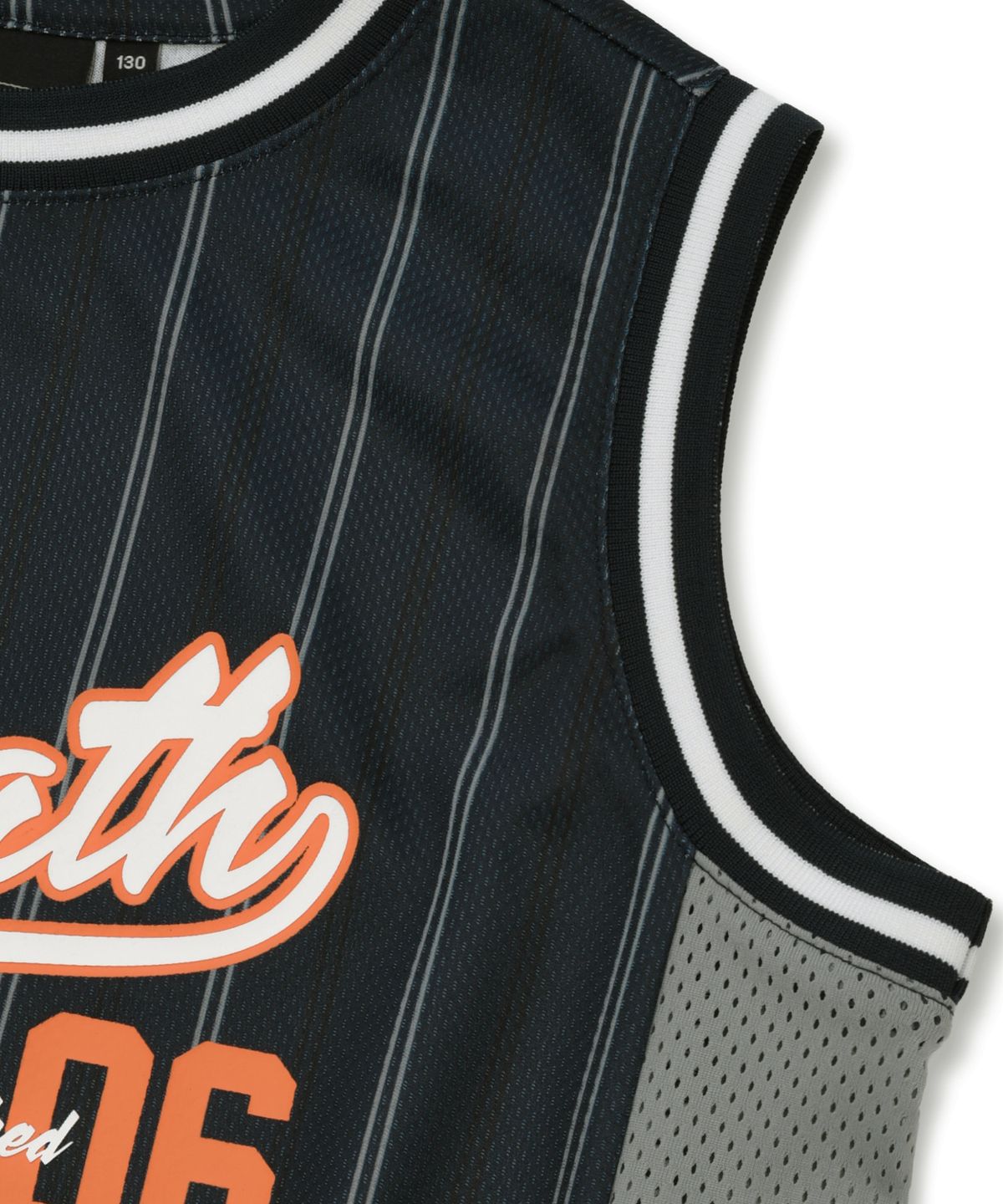 브라운브레스 키즈(BROWNBREATH KIDS) KIDS STRIPE MESH SLEEVELESS TEE - NAVY