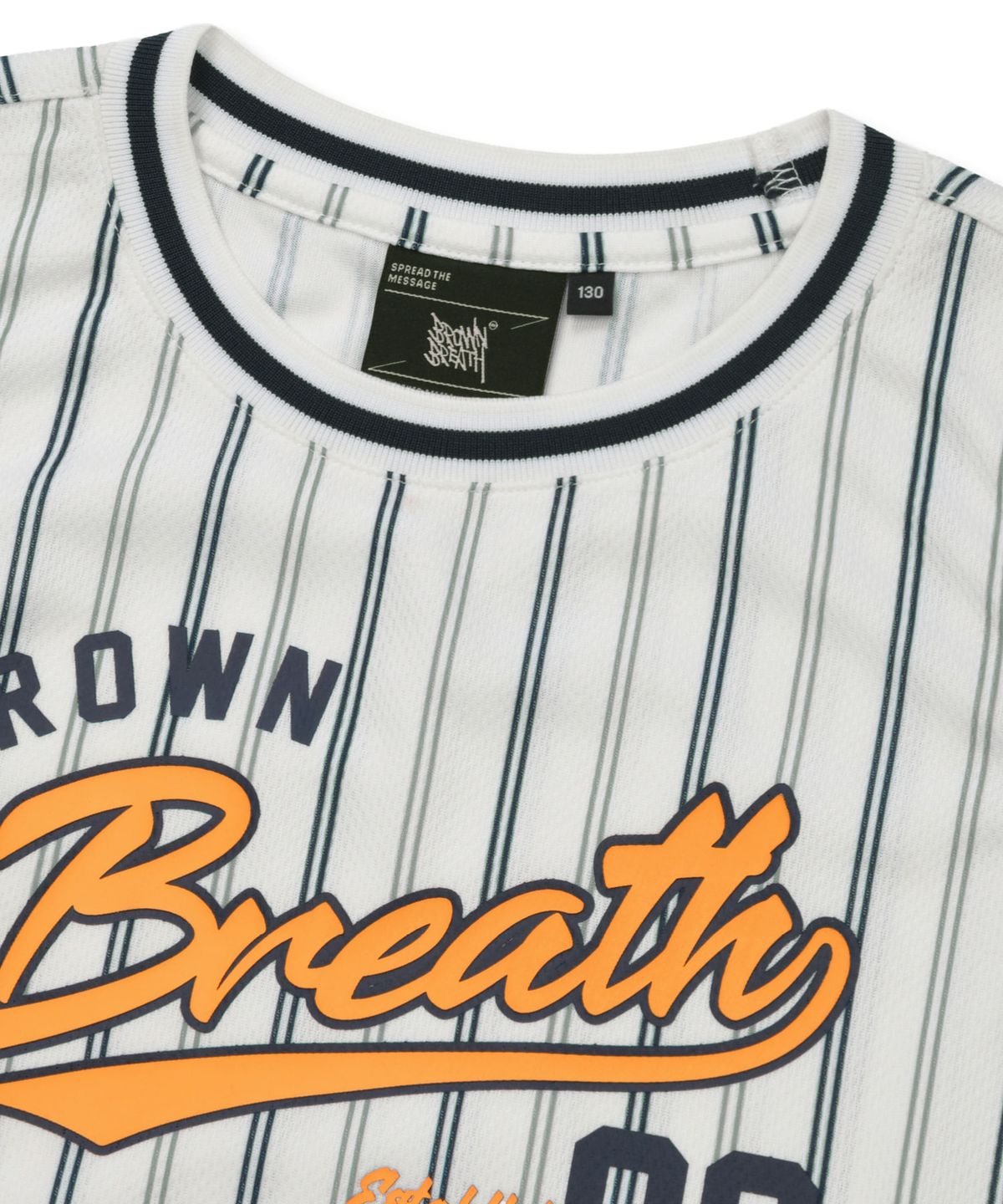 브라운브레스 키즈(BROWNBREATH KIDS) KIDS STRIPE MESH SLEEVELESS TEE - WHITE