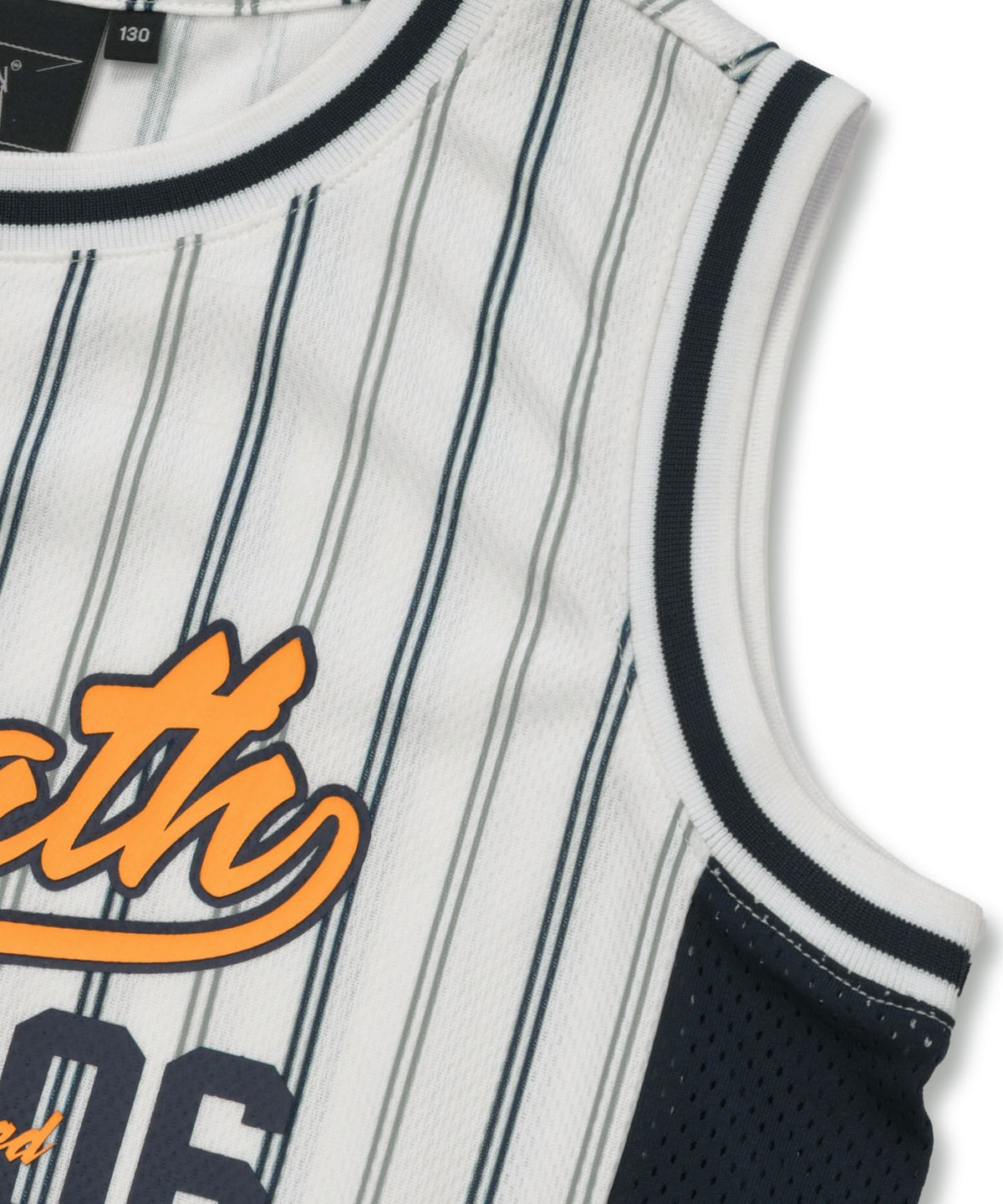 브라운브레스 키즈(BROWNBREATH KIDS) KIDS STRIPE MESH SLEEVELESS TEE - WHITE