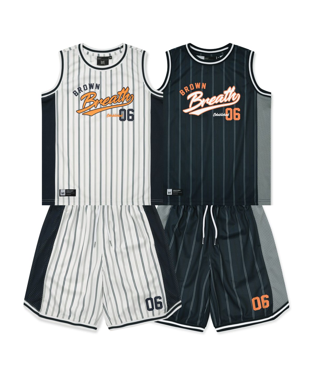 브라운브레스 키즈(BROWNBREATH KIDS) KIDS STRIPE MESH SLEEVELESS SETUP - 2COLOR