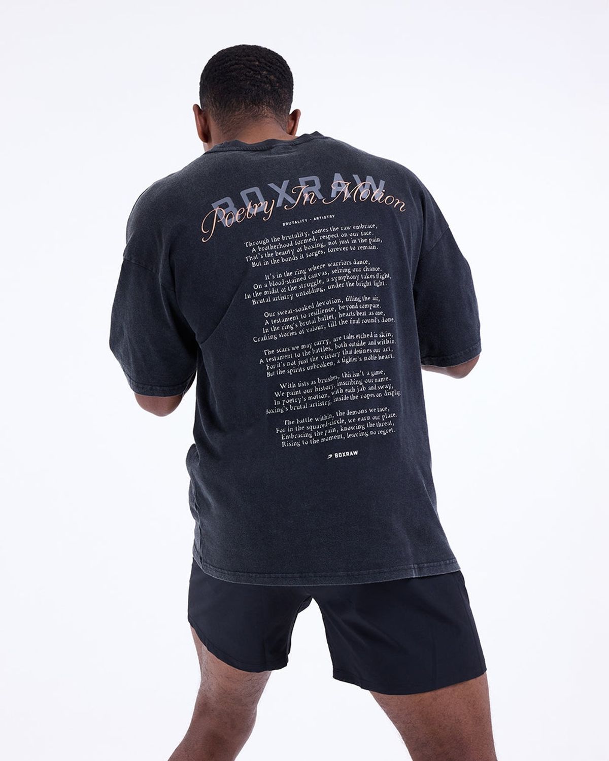복스로(BOXRAW) Poetry In Motion 오버사이즈 티셔츠 - 남성 M BXRW-U-PIMT  [워시드 블랙]