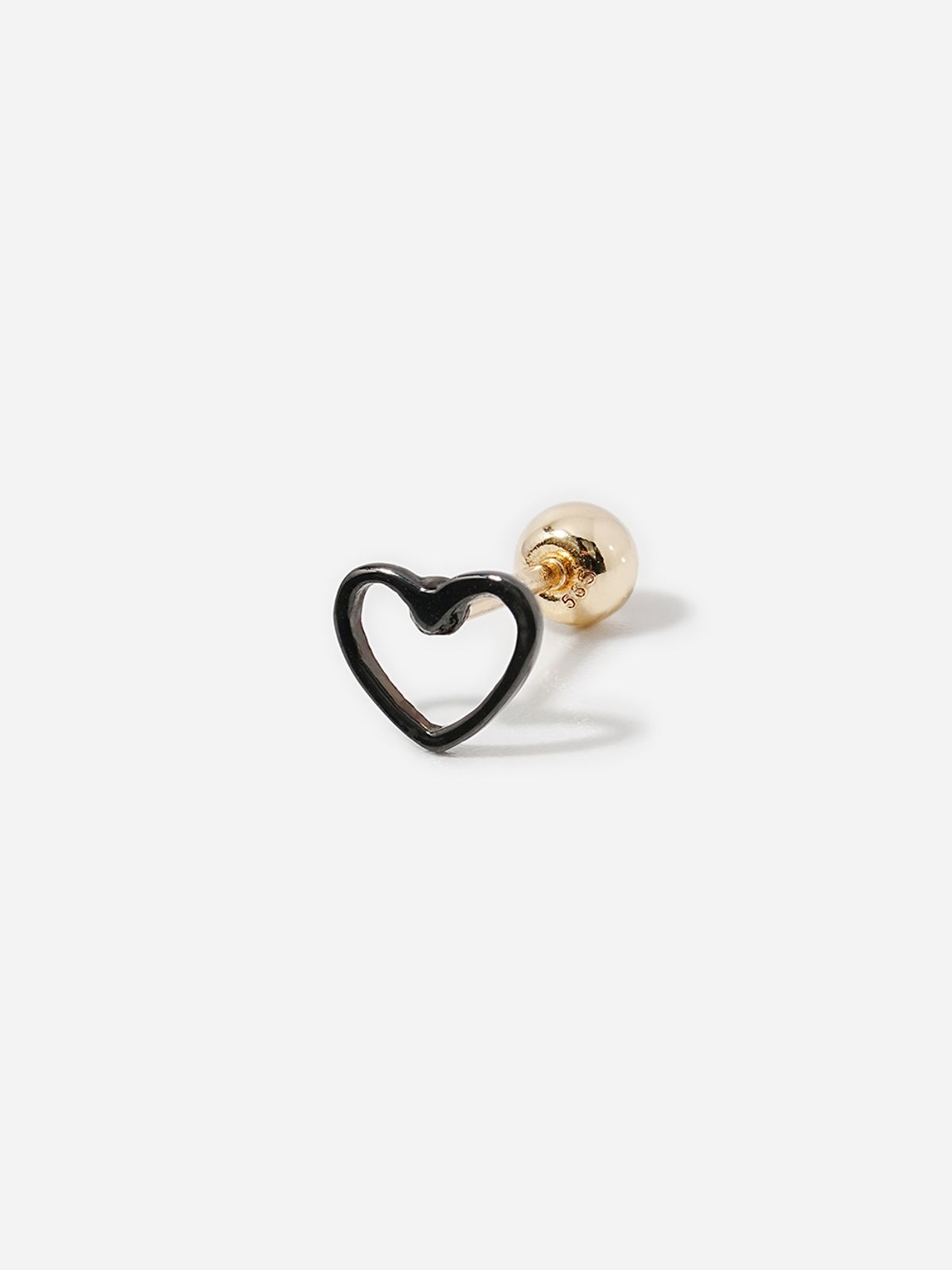 미니멀피어싱(MINIMALPIERCING) 14K 블랙 러블리 포인트 하트 피어싱 귀걸이
