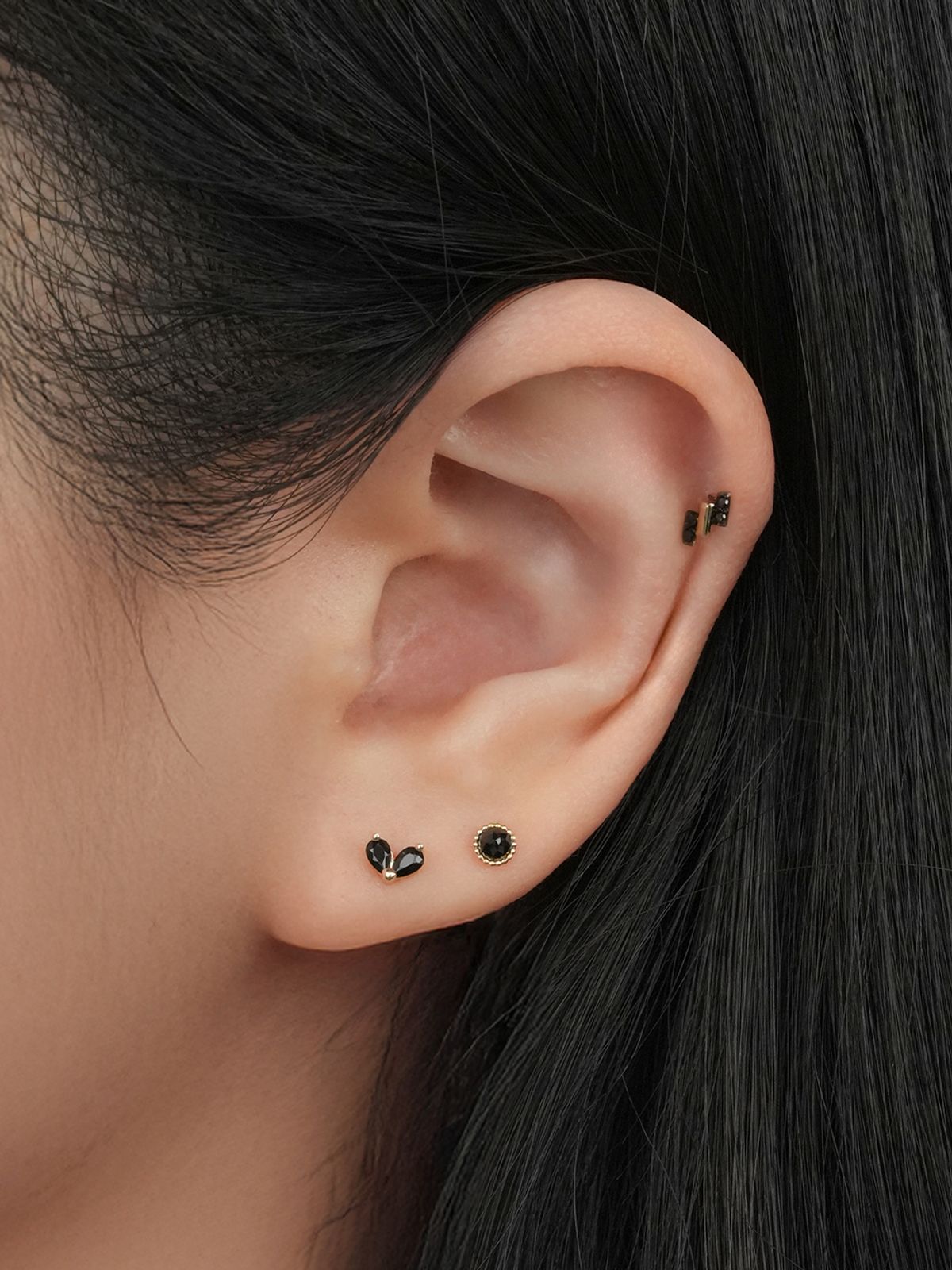 미니멀피어싱(MINIMALPIERCING) 14K 블랙 미니 물방울 하트 피어싱 귀걸이