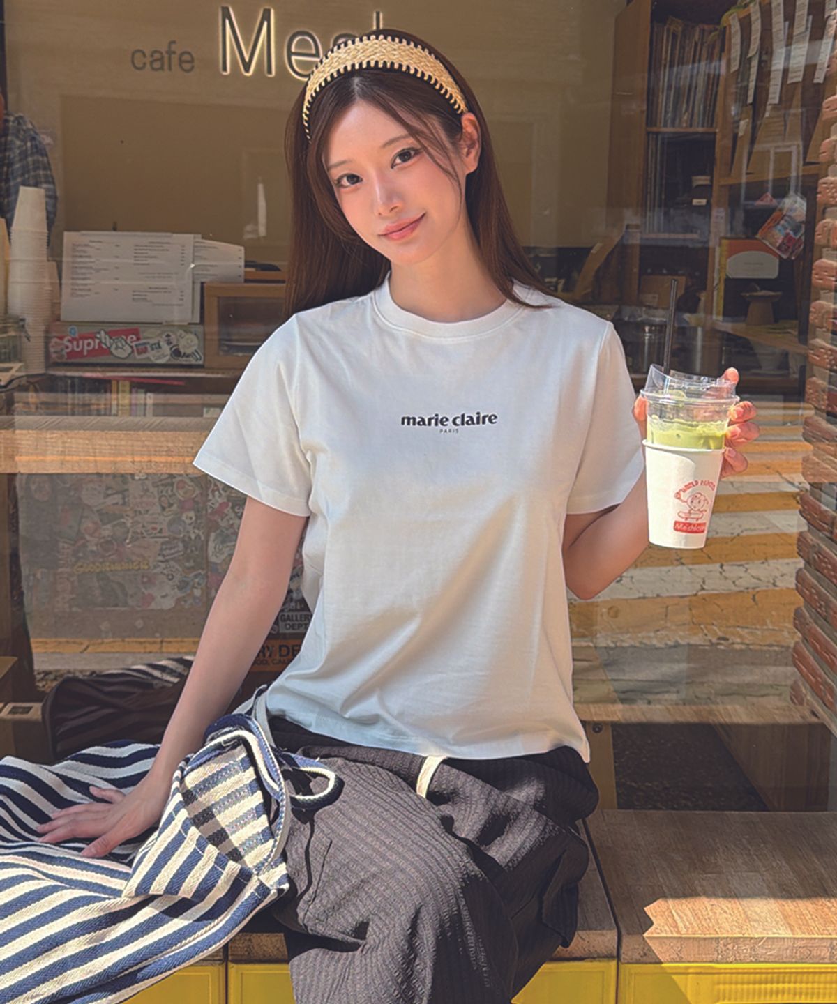 마리끌레르(MARIE CLAIRE) 스트라이프 쇼퍼백(MAGBBG08MNY)