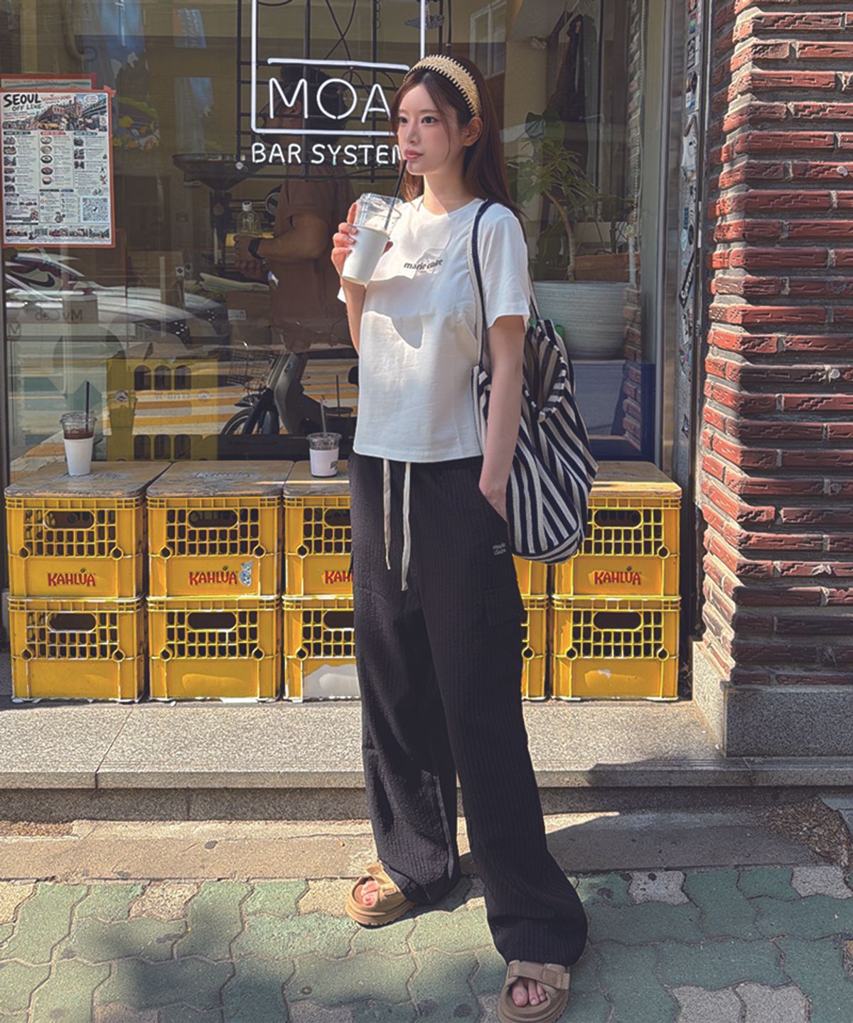 마리끌레르(MARIE CLAIRE) 스트라이프 쇼퍼백(MAGBBG08MNY)