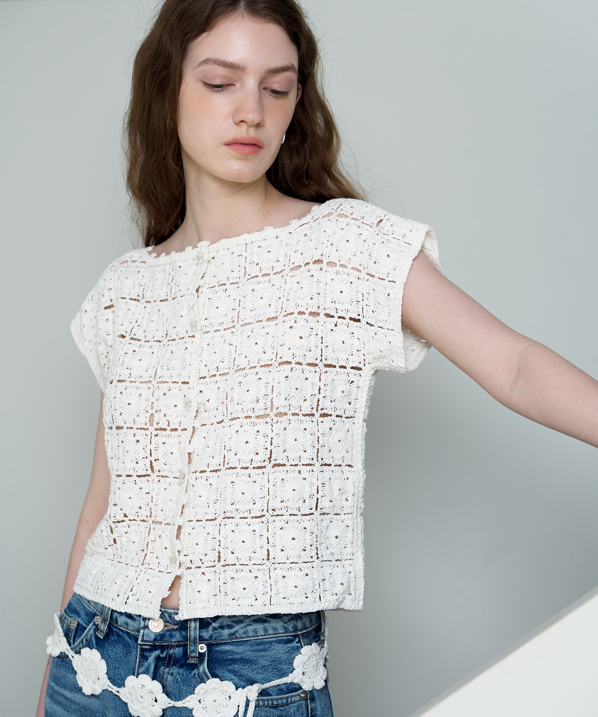 스르비(SELEVER) Lua Croche Knit Cardigan