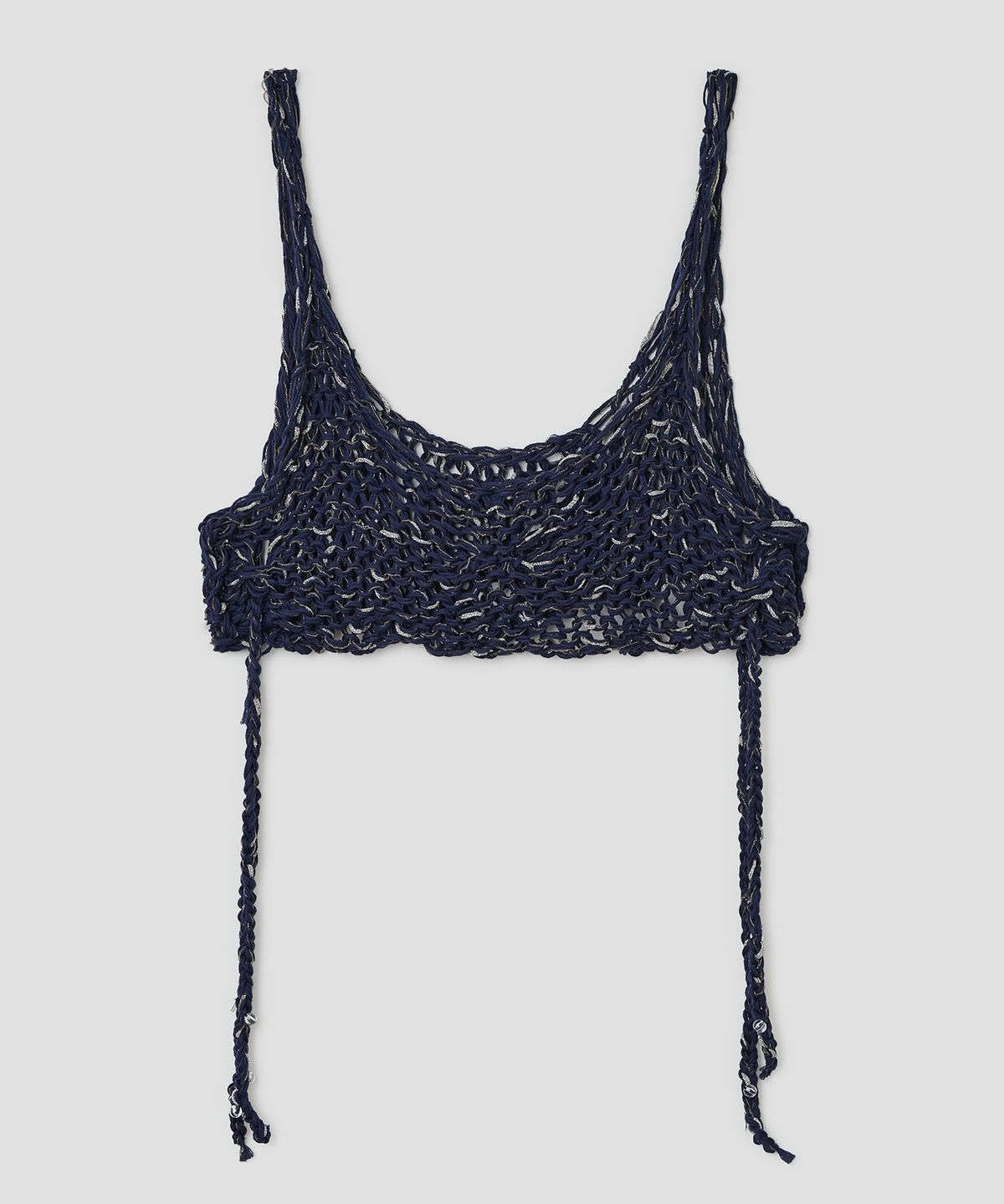 타입서비스(TYPESERVICE) Beaded Strap Knit Top [Navy]