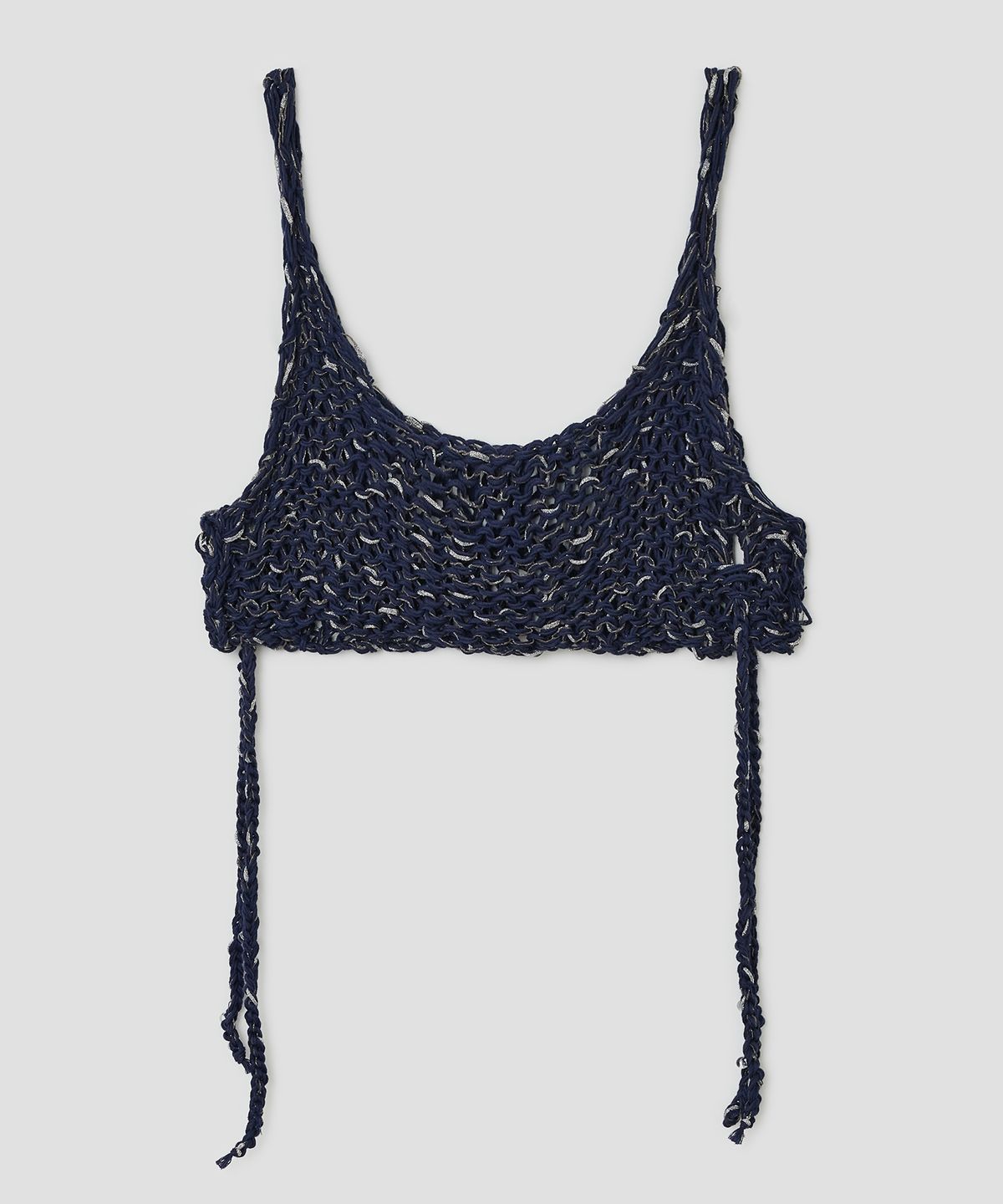 타입서비스(TYPESERVICE) Beaded Strap Knit Top [Navy]