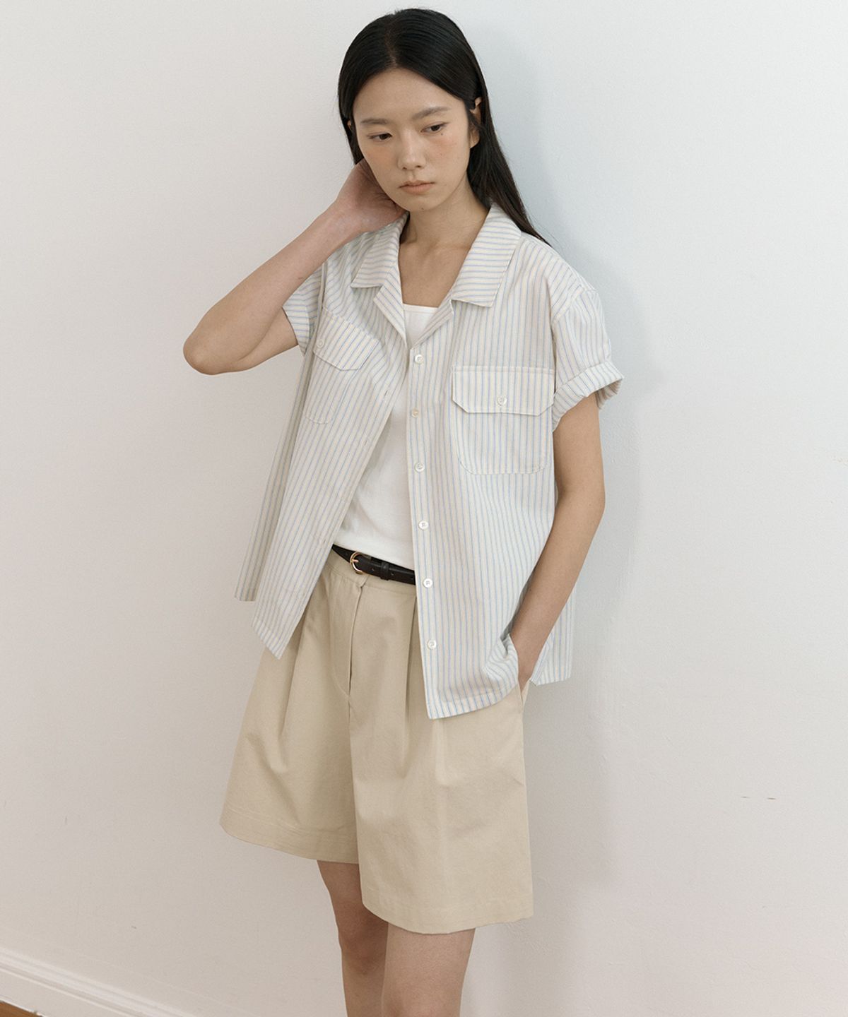 링서울(LINGSEOUL) cotton double pintuck shorts-beige