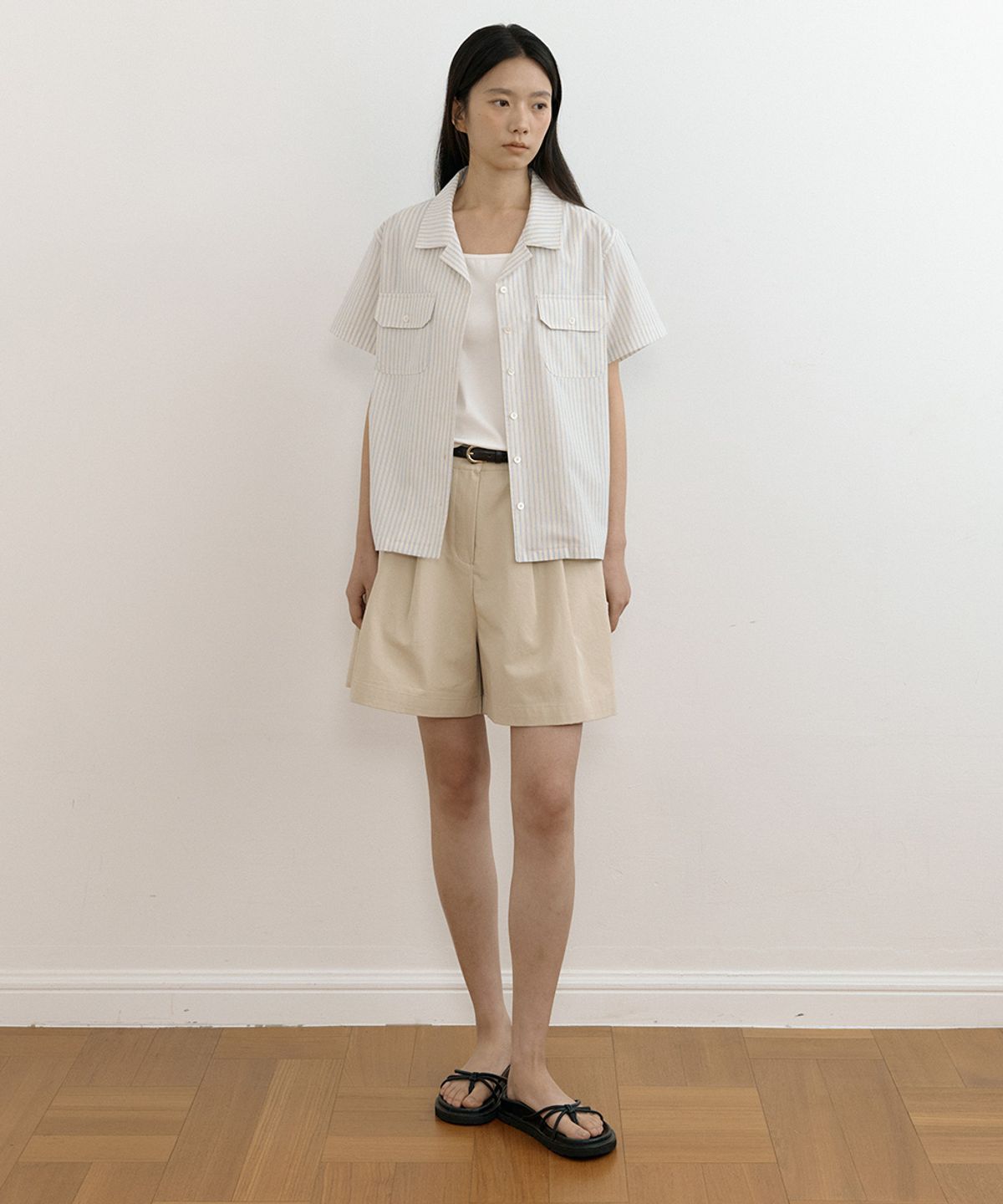 링서울(LINGSEOUL) cotton double pintuck shorts-beige