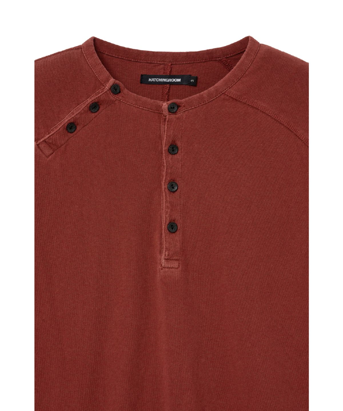 해칭룸(HATCHINGROOM) Double Henley Neck Tee Bleached Red